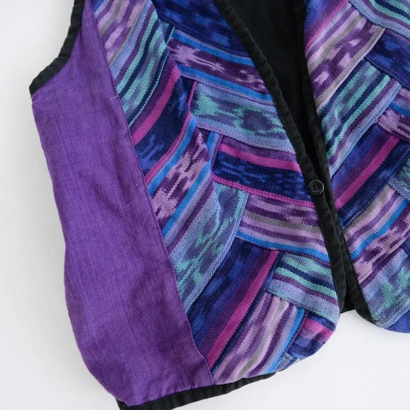 World Folk Art Imports Purple Aztec 100% Cotton Handmade Sleeveless Vest  LG - Picture 7 of 11